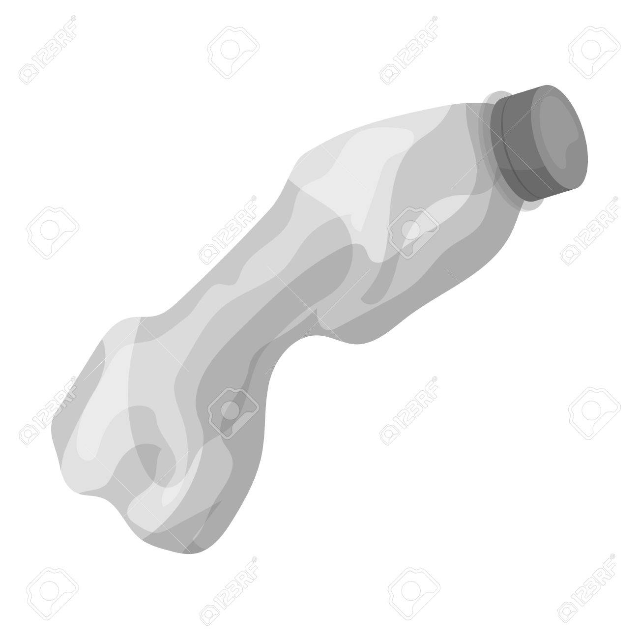 モノクロ スタイル白い背景で隔離のしわくちゃペットボトル アイコン ゴミとゴミのシンボル ベクトル イラスト のイラスト素材 ベクタ Image