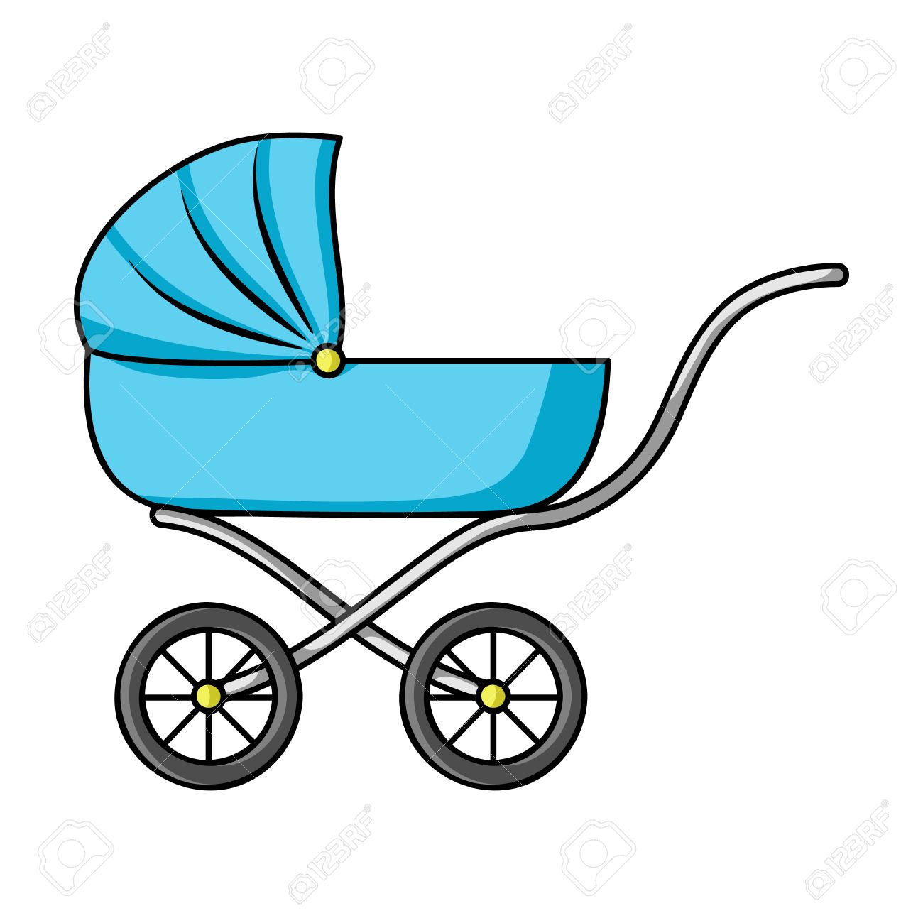 Icono del cochecito de niño en estilo de dibujos animados aislado en el fondo blanco. ilustración nacido simbolo bebé. Icono del cochecito de niño en estilo de dibujos animados aislado en el fondo blanco. ilustración nacido simbolo bebé.