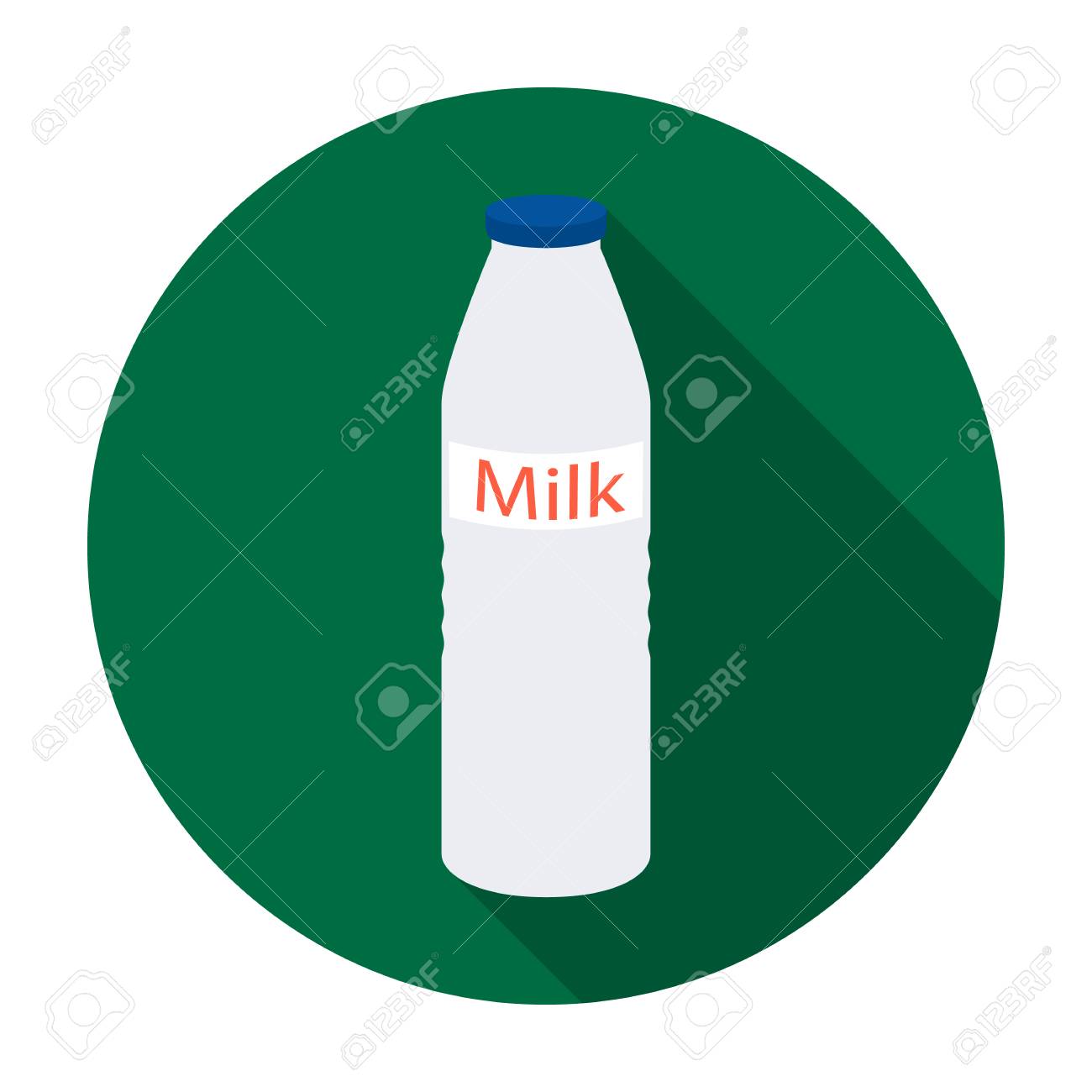 白い背景で隔離のフラット スタイルのプラスチック製の牛乳瓶アイコン 乳製品や甘いシンボル ベクトル イラスト のイラスト素材 ベクタ Image