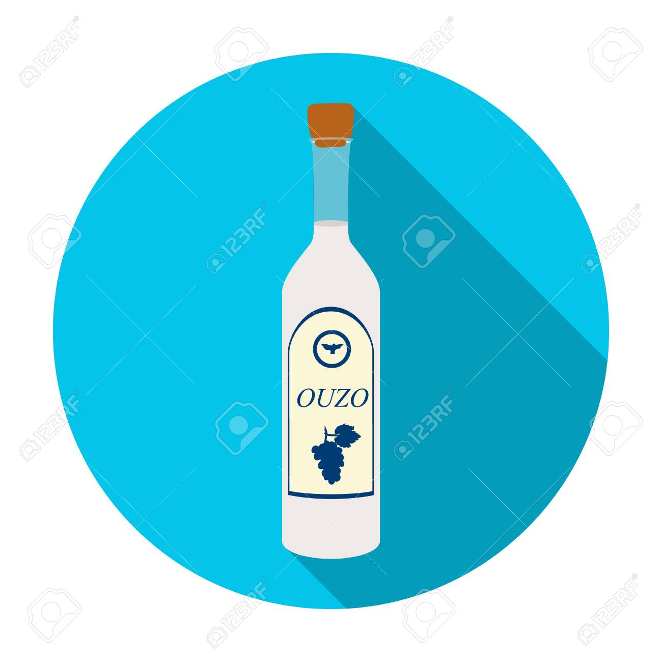Bottle Of Ouzo Icon In Flat Style Isolated On White Background Royalty Free Cliparts Vectors And Stock Illustration Image