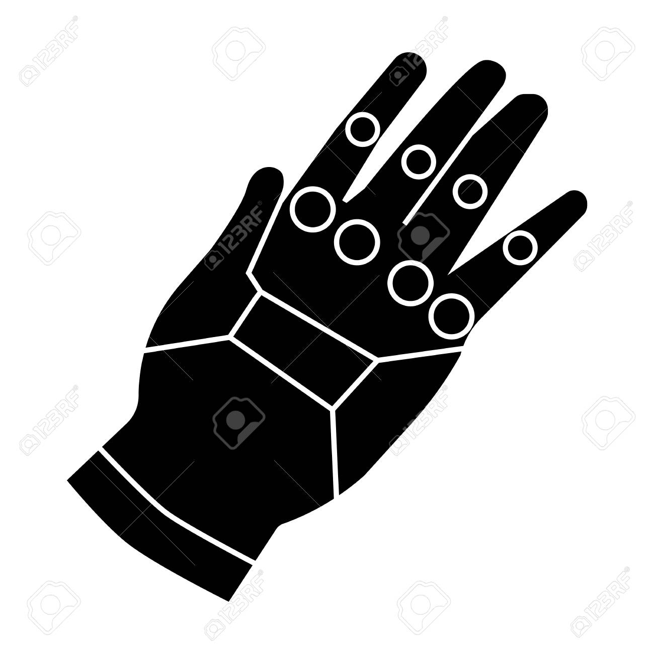 virtual reality glove controller icon in black style isolated
