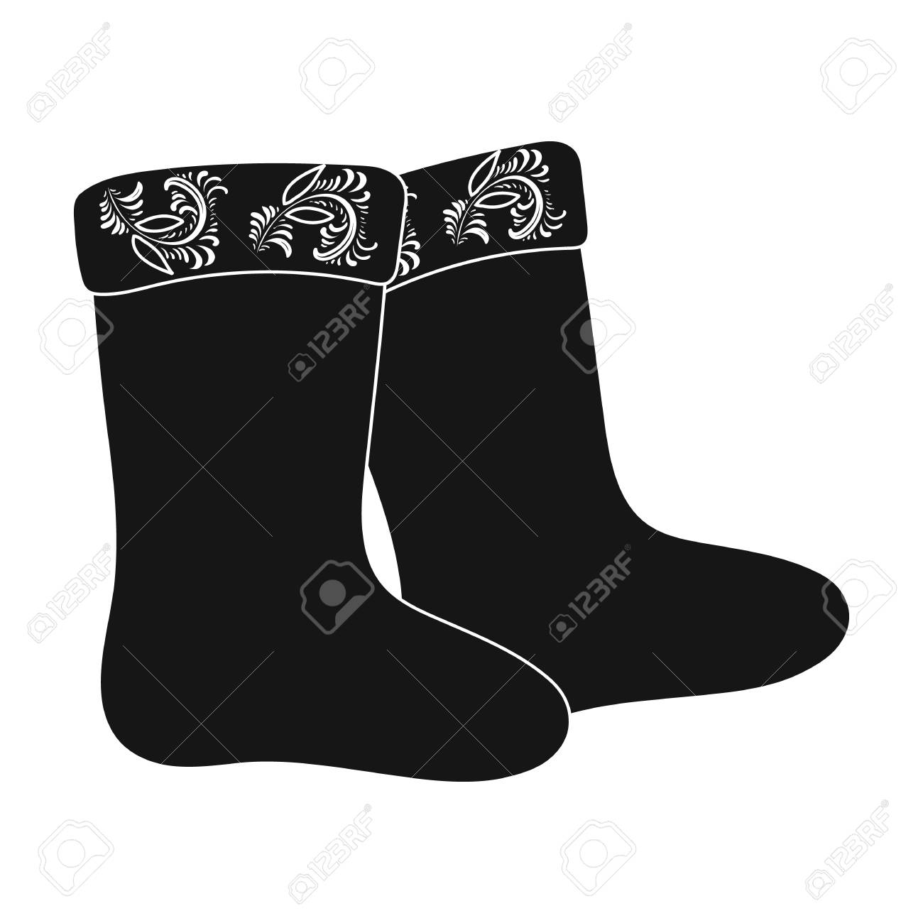冬は 白い背景で隔離の黒のデザインでブーツ アイコンを感じた ロシア国シンボル株式ベクトル イラスト のイラスト素材 ベクタ Image 67722605