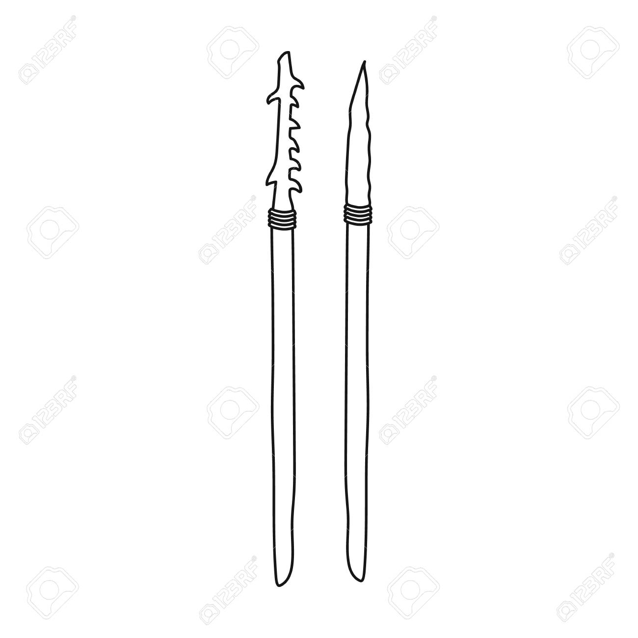 石槍 白い背景で隔離のアウトライン スタイルのアイコンです 石器時代のシンボル ベクトル イラスト のイラスト素材 ベクタ Image 石槍 白い背景で隔離のアウトライン スタイルのアイコンです 石器時代のシンボル ベクトル イラスト のイラスト素材 ベクタ Image