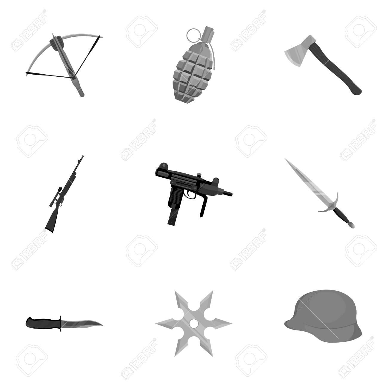 Waffe Gesetzt Symbole In Schwarz Weiss Stil Grosse Sammlung Von Waffe Vektor Symbol Stock Illustration Lizenzfrei Nutzbare Vektorgrafiken Clip Arts Illustrationen Image 69117143