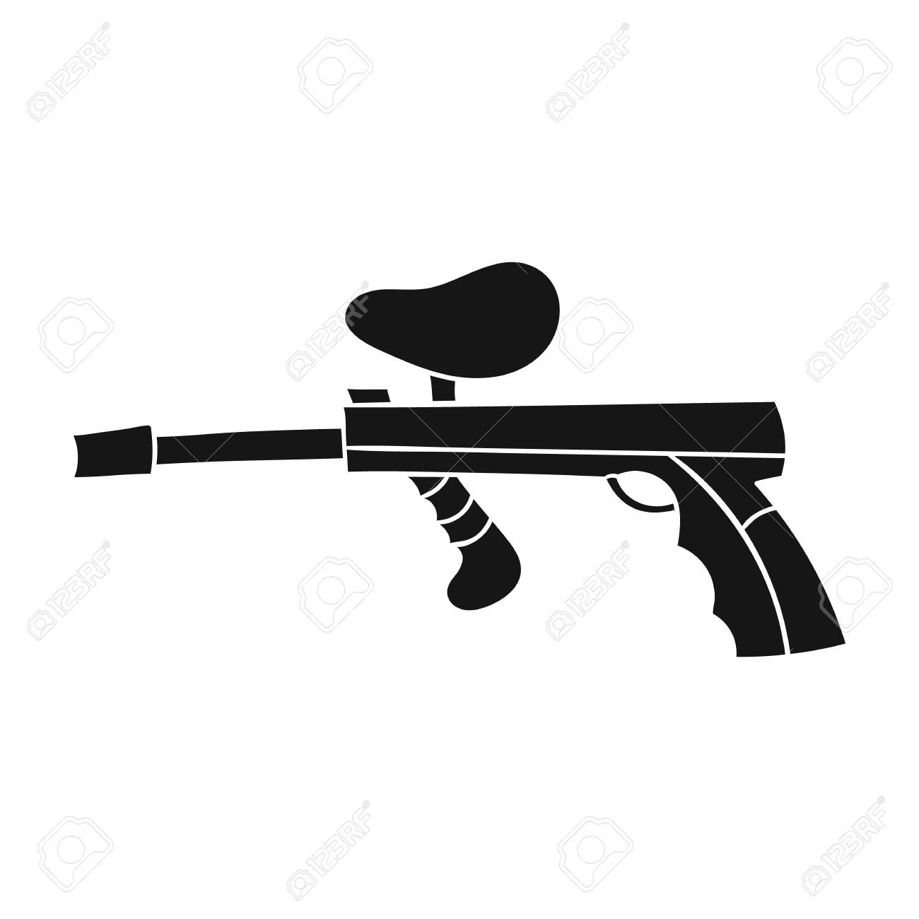 paintball gun icon in black style isolated on white background