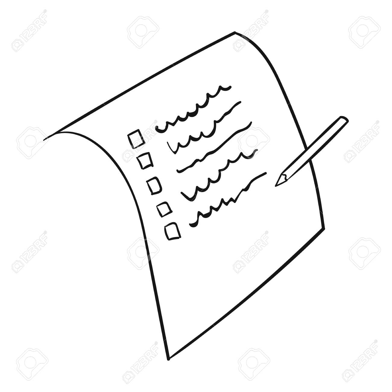 icono de lista de compras en el estilo de contorno aislado sobre lista de compras