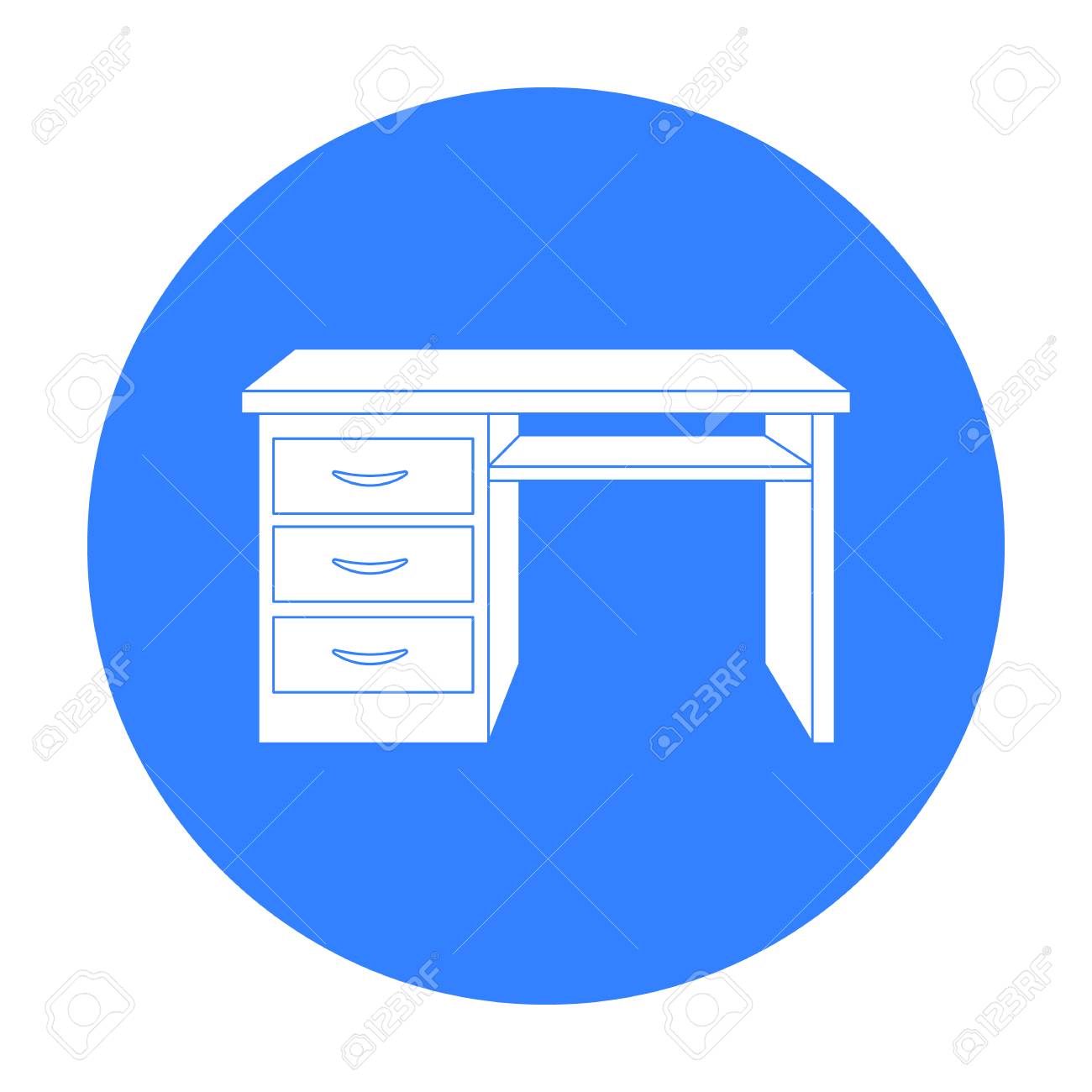 白い背景に分離された黒のスタイルでオフィス デスク アイコン オフィス家具やインテリアのシンボル株式ベクトル イラスト のイラスト素材 ベクタ Image