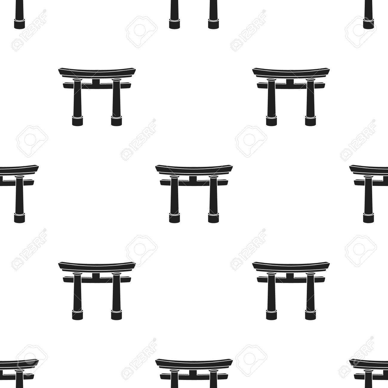 白い背景に分離された黒のスタイルで鳥居のアイコン 宗教パターン株式ベクトル イラスト のイラスト素材 ベクタ Image