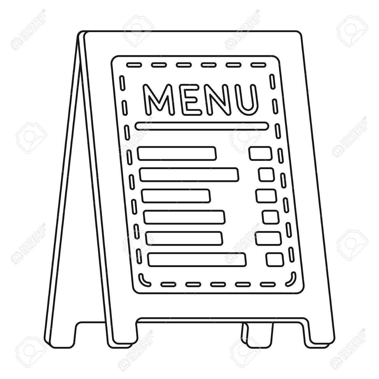 menu of pizzeria icon in outline style isolated on white background menu outline