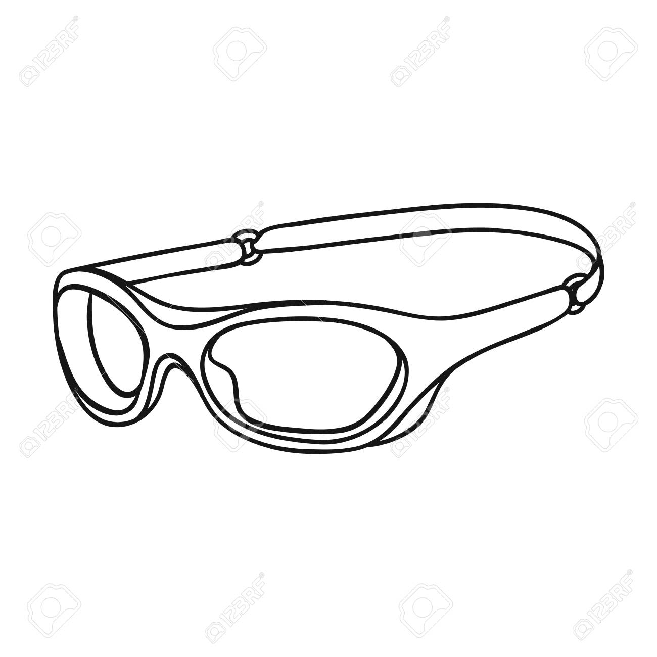 白い背景に分離されたアウトライン スタイルのアイコンを水泳ゴーグル サーフィン シンボル株式ベクトル イラスト のイラスト素材 ベクタ Image