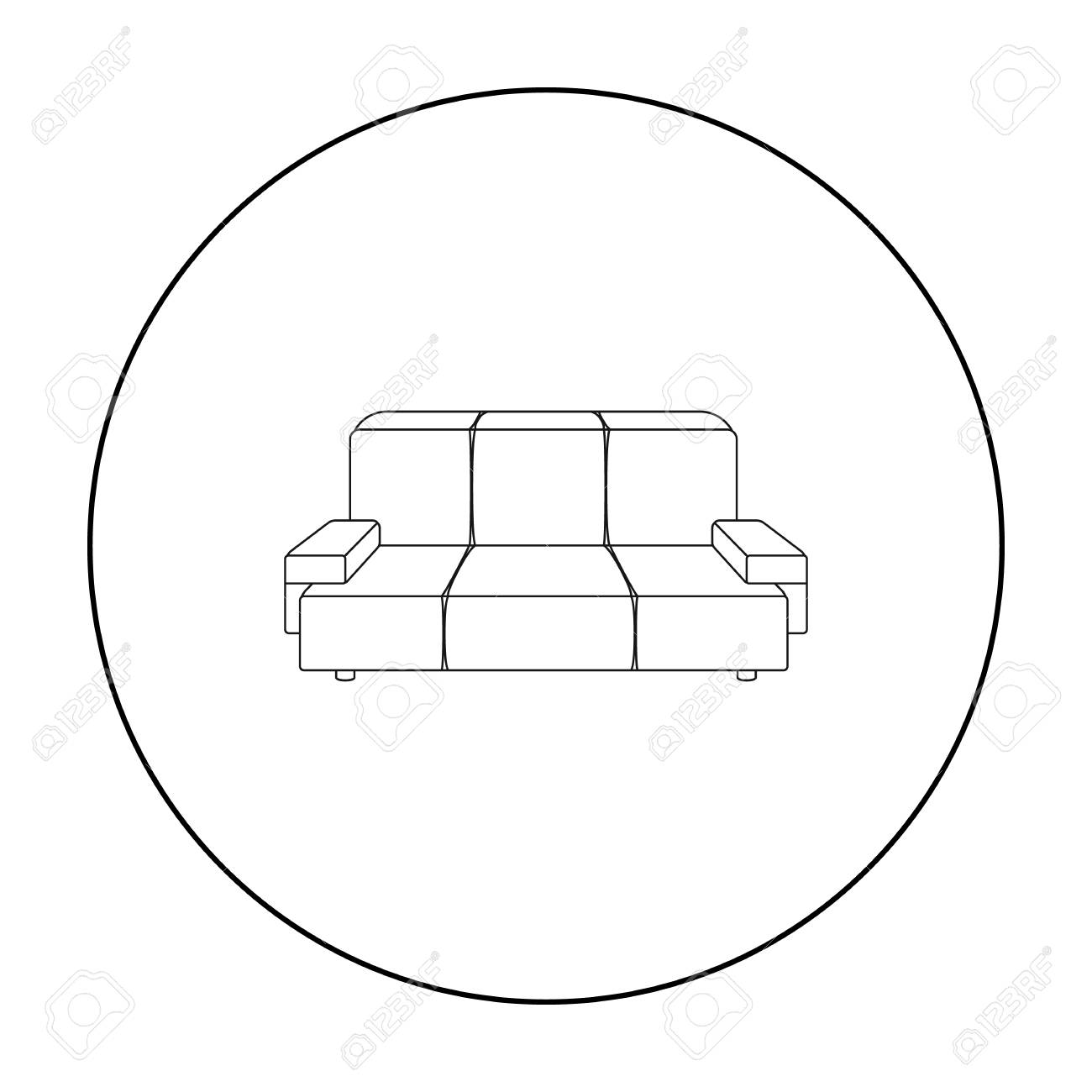 白い背景で隔離のアウトライン スタイルで緑のソファのアイコン オフィス家具やインテリアのシンボル株式ベクトル イラスト のイラスト素材 ベクタ Image