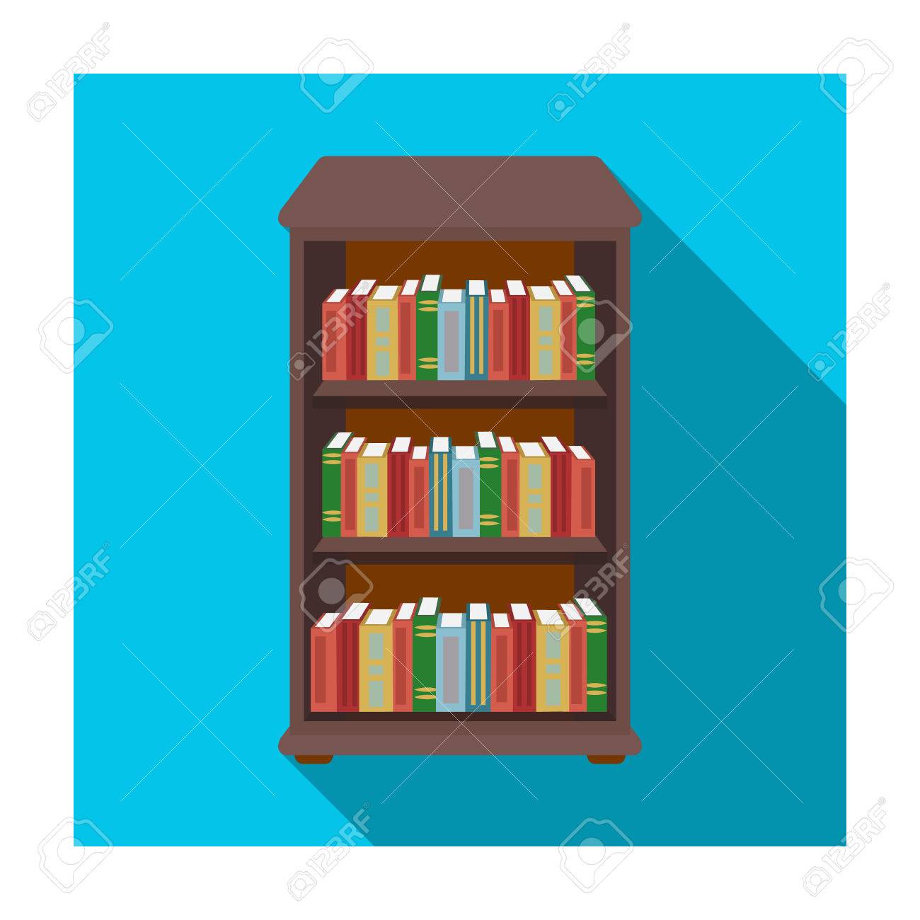 書棚は 白い背景で隔離のフラット スタイルで本のアイコン付け 図書館や書店のシンボル株式ベクトル イラスト のイラスト素材 ベクタ Image