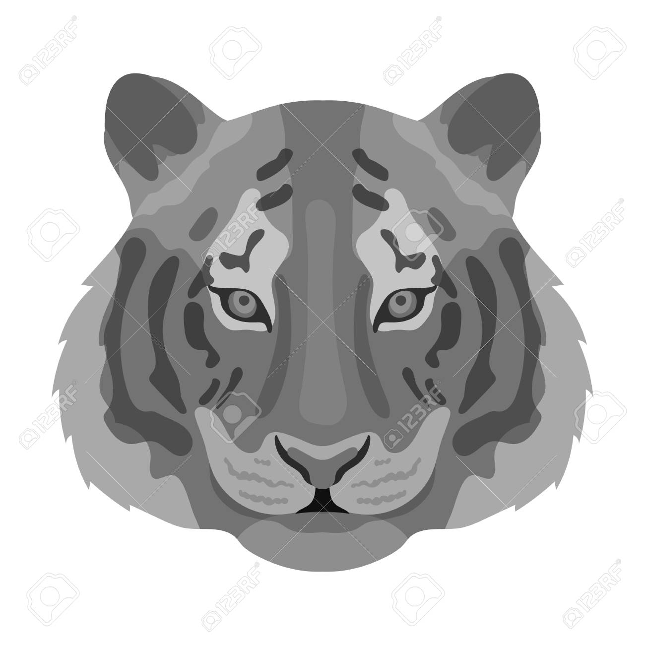 モノクロ デザインの白い背景で隔離のタイガー アイコン リアルな動物シンボル ストック イラスト のイラスト素材 ベクタ Image 7784
