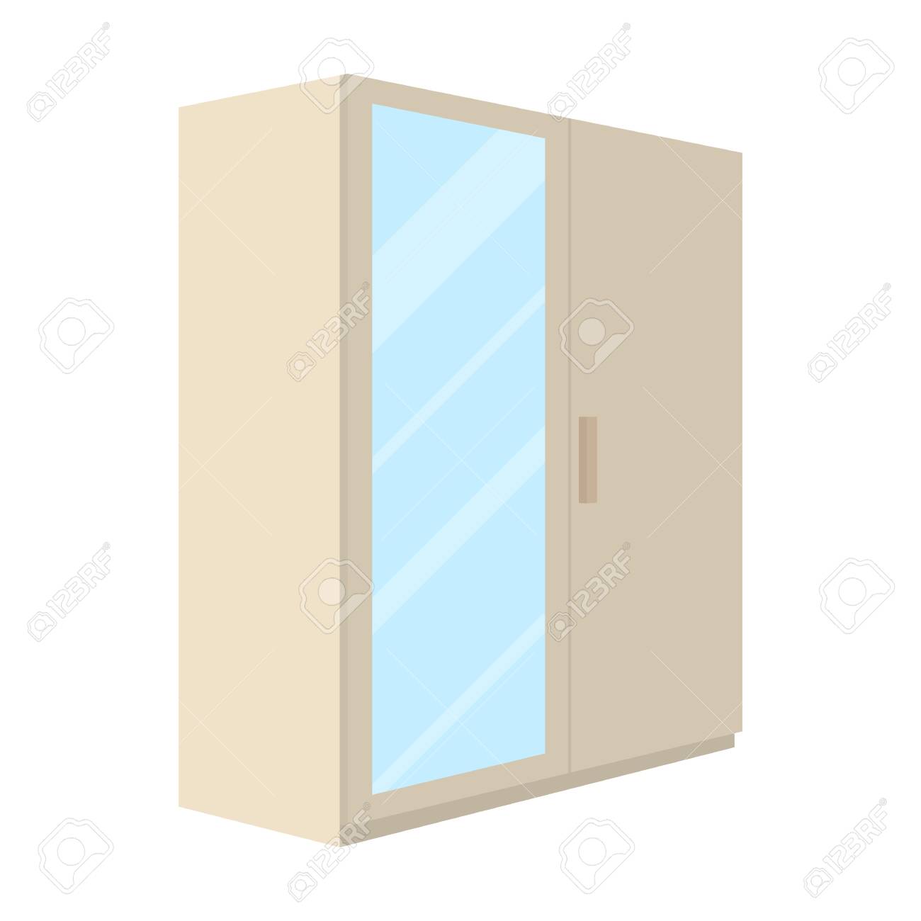 A Small Wardrobe With A Clean Mirror Bedroom Furniture Single