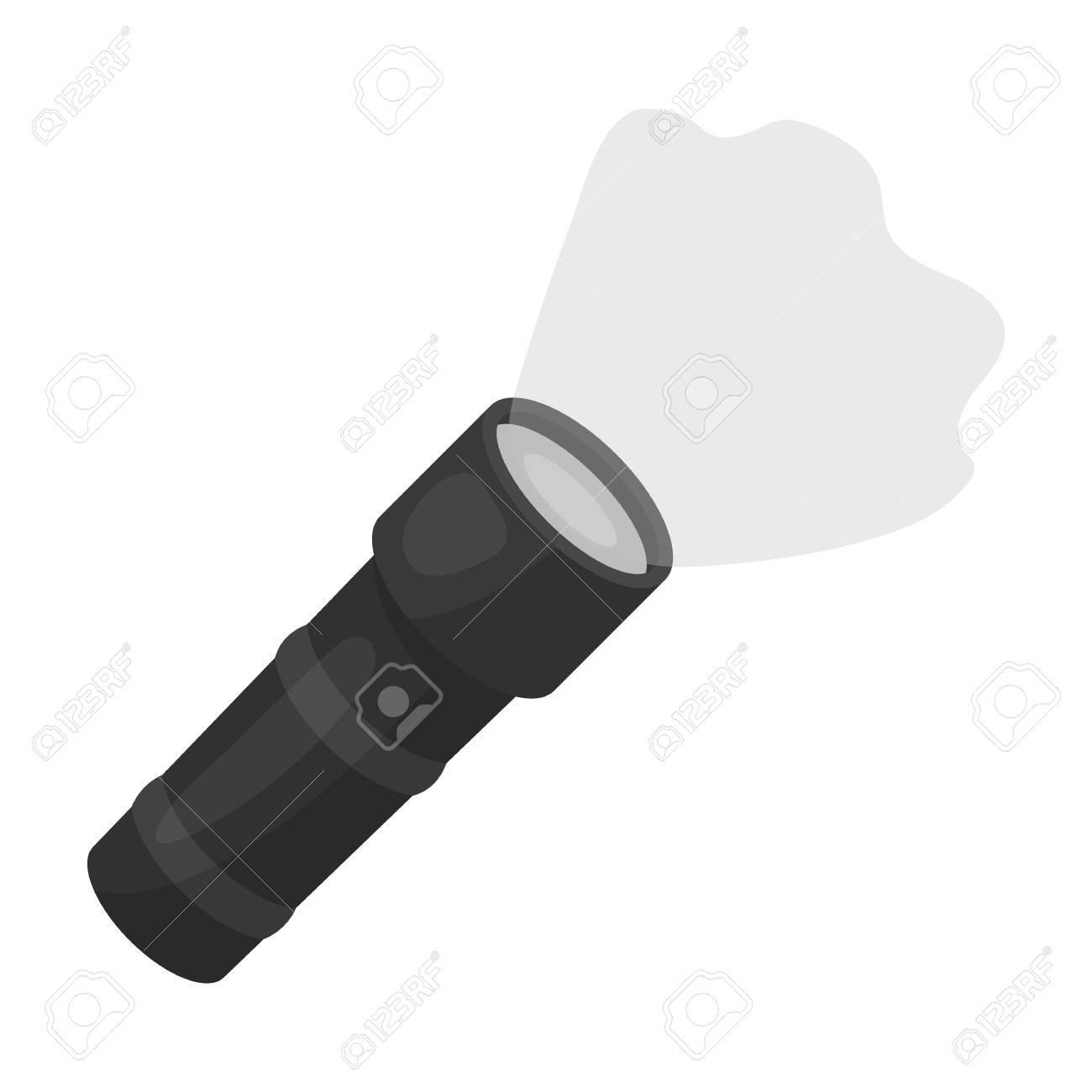 モノクロ スタイル白い背景で隔離の懐中電灯アイコン 警察のシンボル株式ベクトル図です のイラスト素材 ベクタ Image