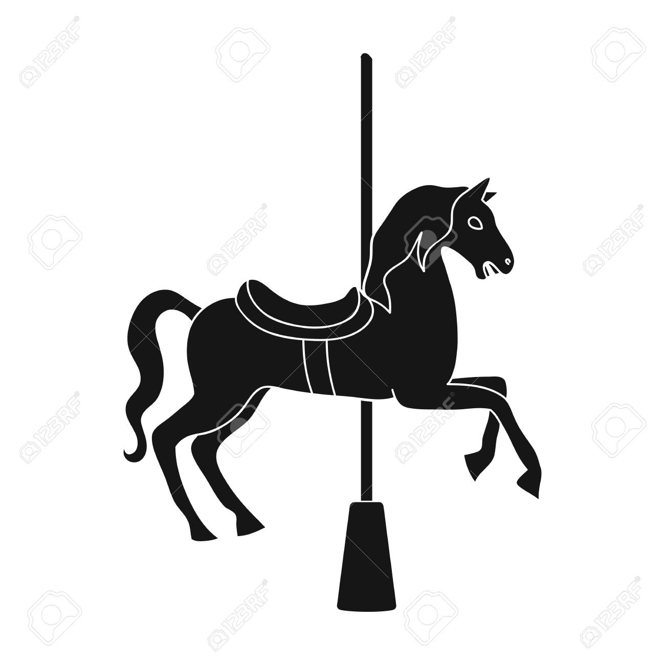 Carrousel pour les enfants. Cheval sur le poteau pour l'équitation. Icône unique de parc d'attractions en illustration stock du symbole vecteur style Carrousel pour les enfants. Cheval sur le poteau pour l'équitation. Icône unique de parc d'attractions en illustration stock du symbole vecteur style