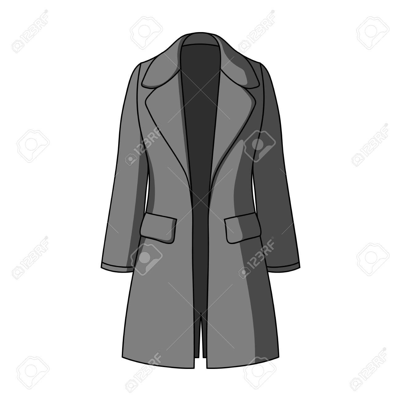 青い女性の拘束のコートはケリします 女性のアウター 女性の服のモノクロ スタイルで 1 つのアイコン ベクトル シンボル ストック イラストです の イラスト素材 ベクタ Image