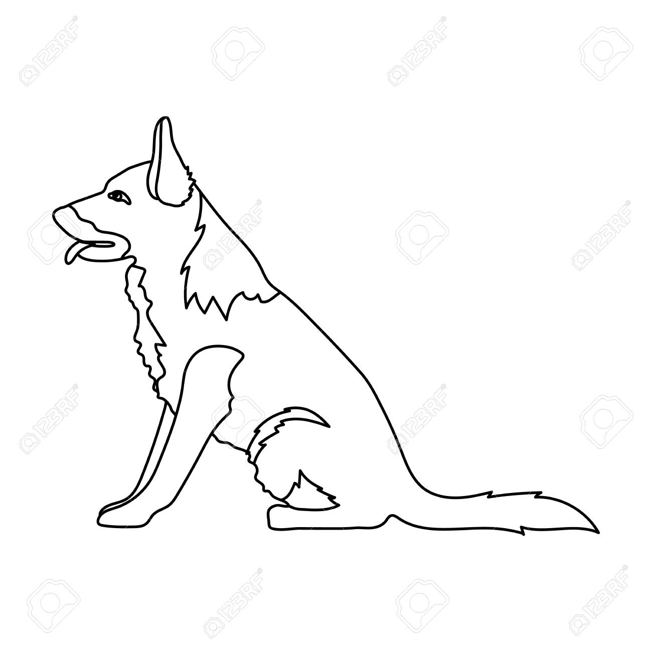 警察犬を犯罪者を拘留します 刑務所の訓練されたシェパードは 刑務所単一アウトライン スタイル ベクトル シンボル ストック イラストのアイコン の イラスト素材 ベクタ Image