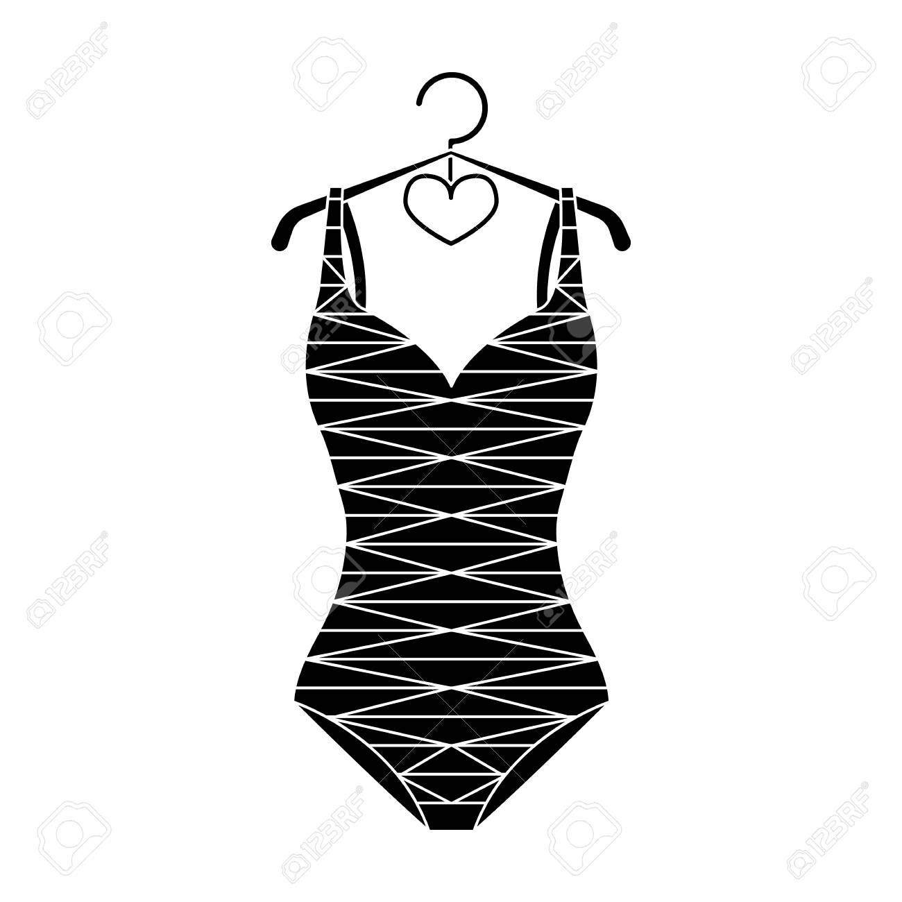 Traje Baño Con Girasoles. Traje De Baño Para Nadar En La Piscina. Swimcuits Solo Icono En Stock Ilustración De Estilo Negro Vector Símbolo. Ilustraciones Svg, Vectoriales, Clip Art Vectorizado Libre