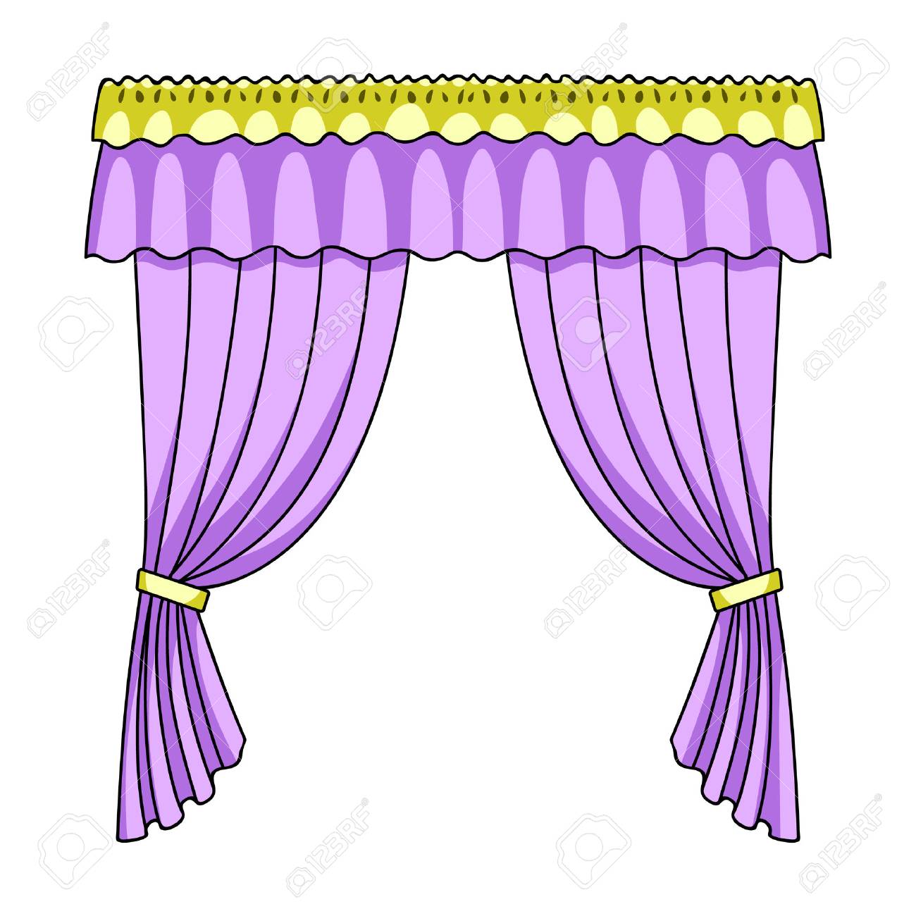 curtains with drapery on the cornice curtains single icon in