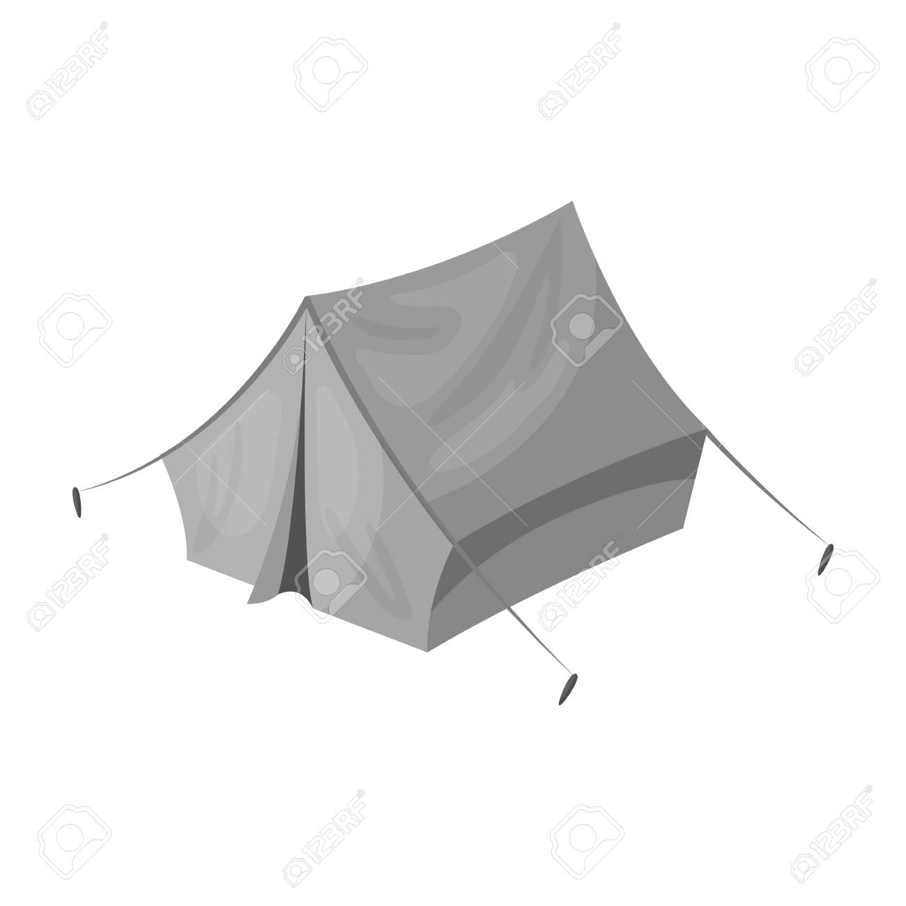 ペグと青いテント ヒッピー白黒スタイル ベクトル シンボル ストック イラスト Web で 1 つのアイコン のイラスト素材 ベクタ Image