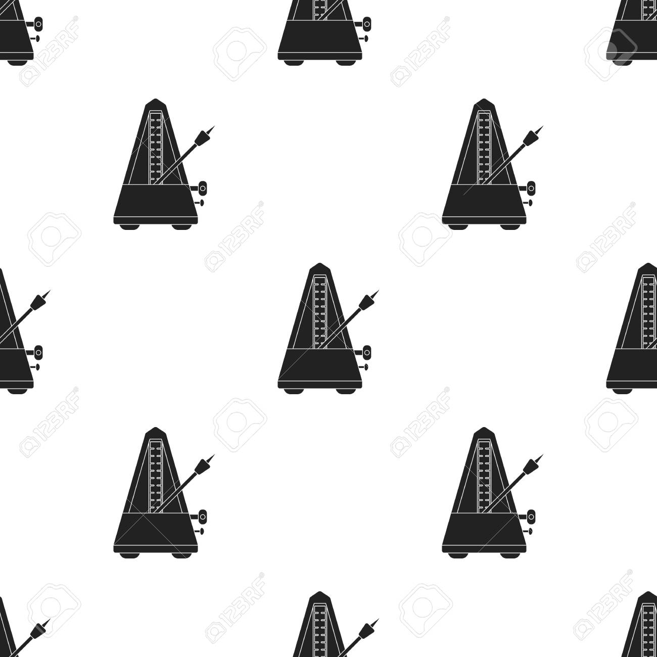 白い背景に分離された黒のスタイルでメトロノームのアイコン 楽器柄株式ベクトル図 のイラスト素材 ベクタ Image