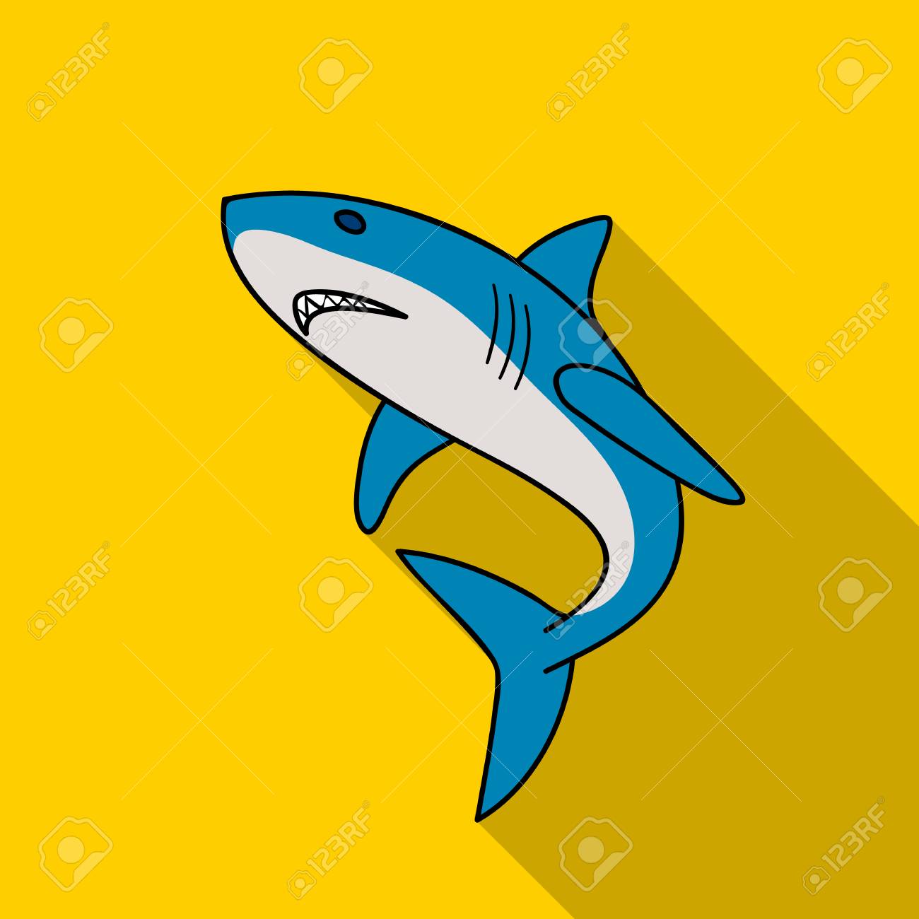 Flate スタイル白い背景で隔離の偉大な白いサメのアイコン サーフィン シンボル株式ベクトル イラスト のイラスト素材 ベクタ Image