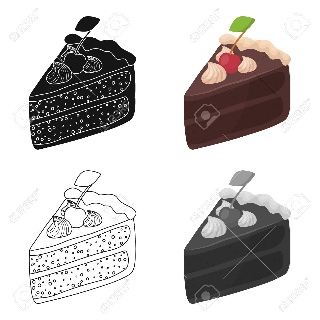 Tranche D Icone De Gateau Au Chocolat En Dessin Anime Isole Sur Fond Blanc Desserts Au Chocolat Symbole Illustration Vectorielle Stock Clip Art Libres De Droits Vecteurs Et Illustration Image