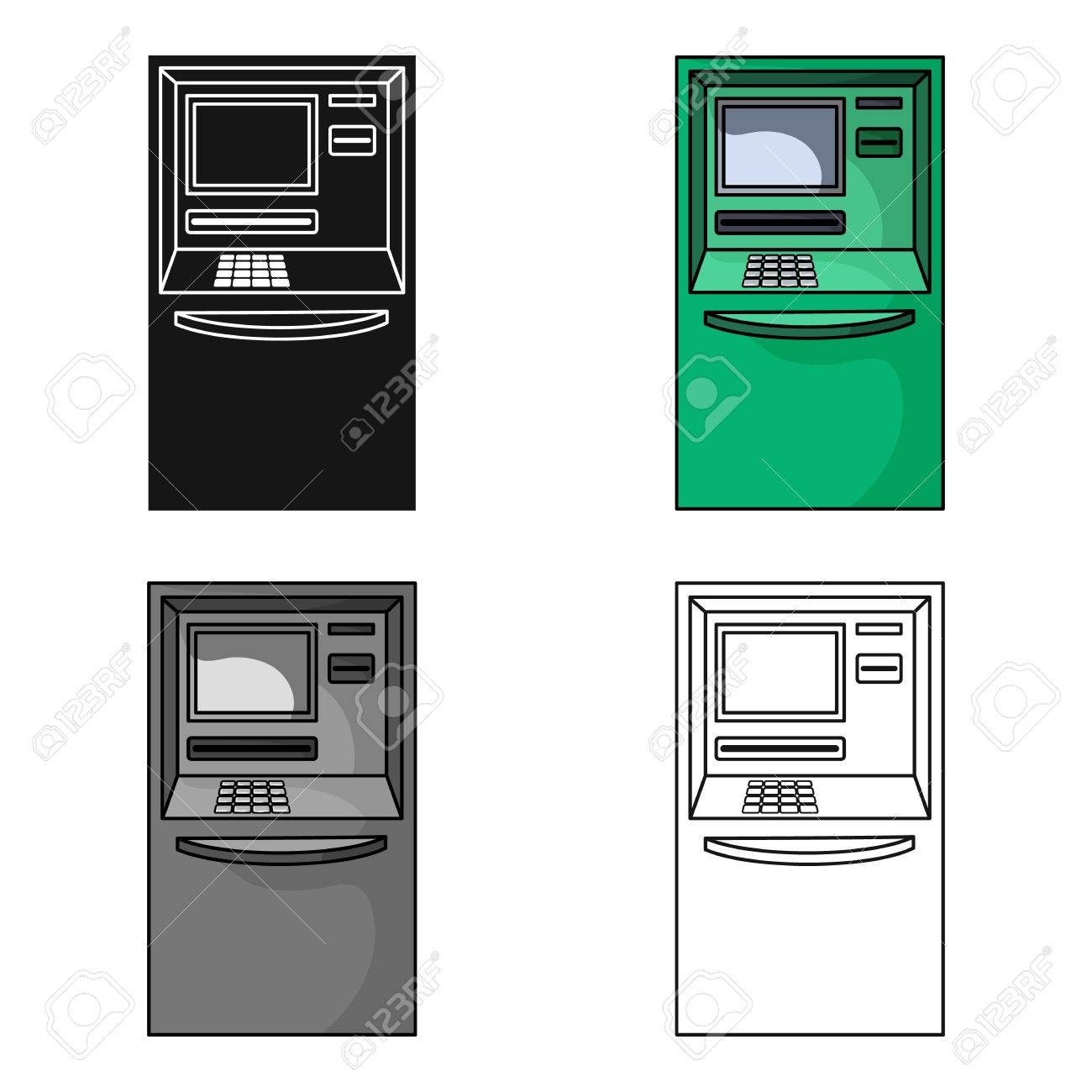 Icono De Atm En Estilo De Dibujos Animados Aislado Sobre Fondo Blanco Dinero Y Finanzas Símbolo Stock Ilustración Vectorial