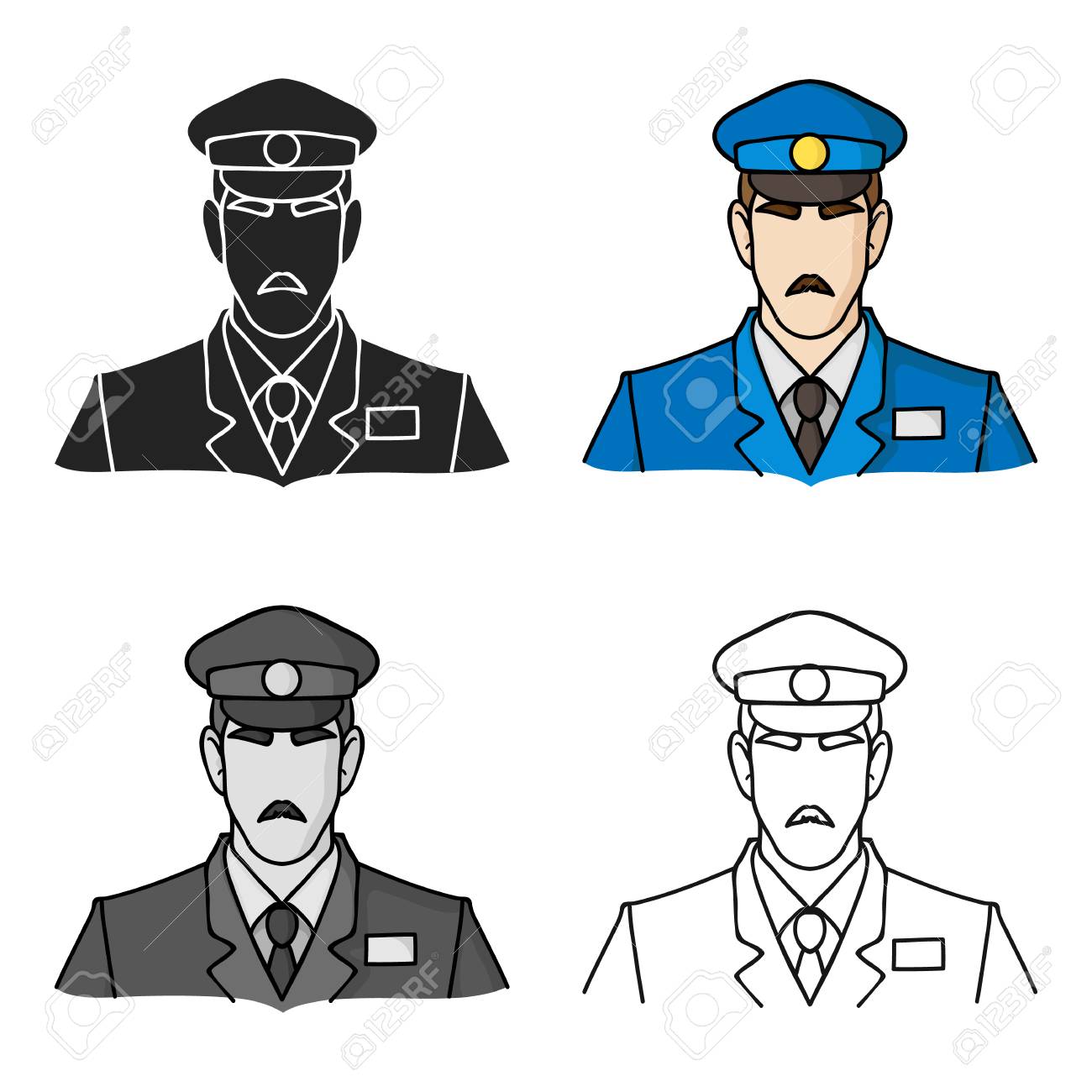 museum security guard icon in cartoon style isolated on white