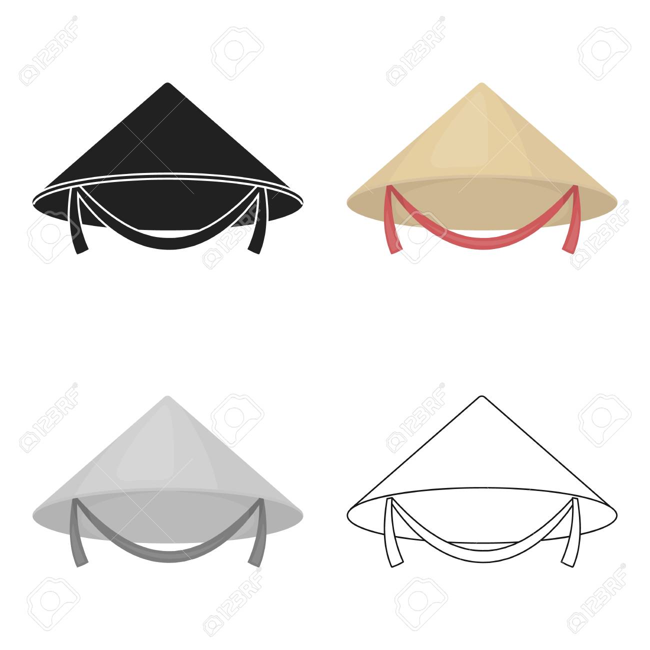 Conical Hat Icon In Cartoon Style Isolated On White Background. Hats Symbol  Stock Vector Illustration. Royalty Free SVG, Cliparts, Vectors, and Stock  Illustration. Image 76600317.
