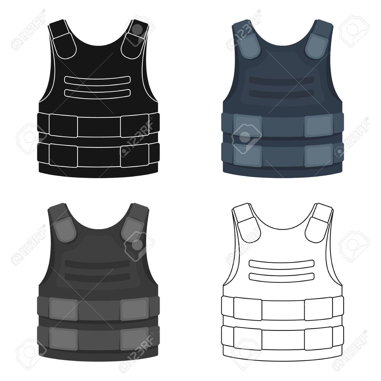 Bulletproof vest icon in cartoon style isolated on white background
