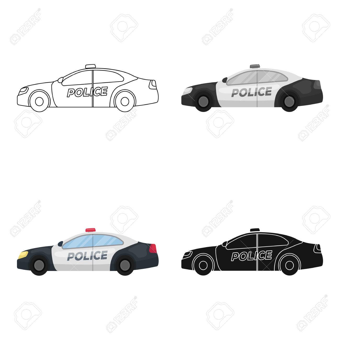Icône De Voiture De Police En Style Dessin Animé Isolé Sur Fond Blanc Symbole De Police Illustration Vectorielle