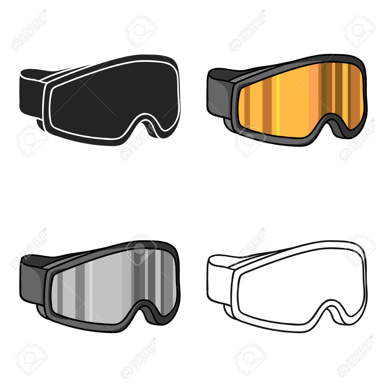 スキー ゴーグル 白い背景で隔離の漫画スタイルのアイコンです スキー リゾートのシンボル株式ベクトル イラスト のイラスト素材 ベクタ Image