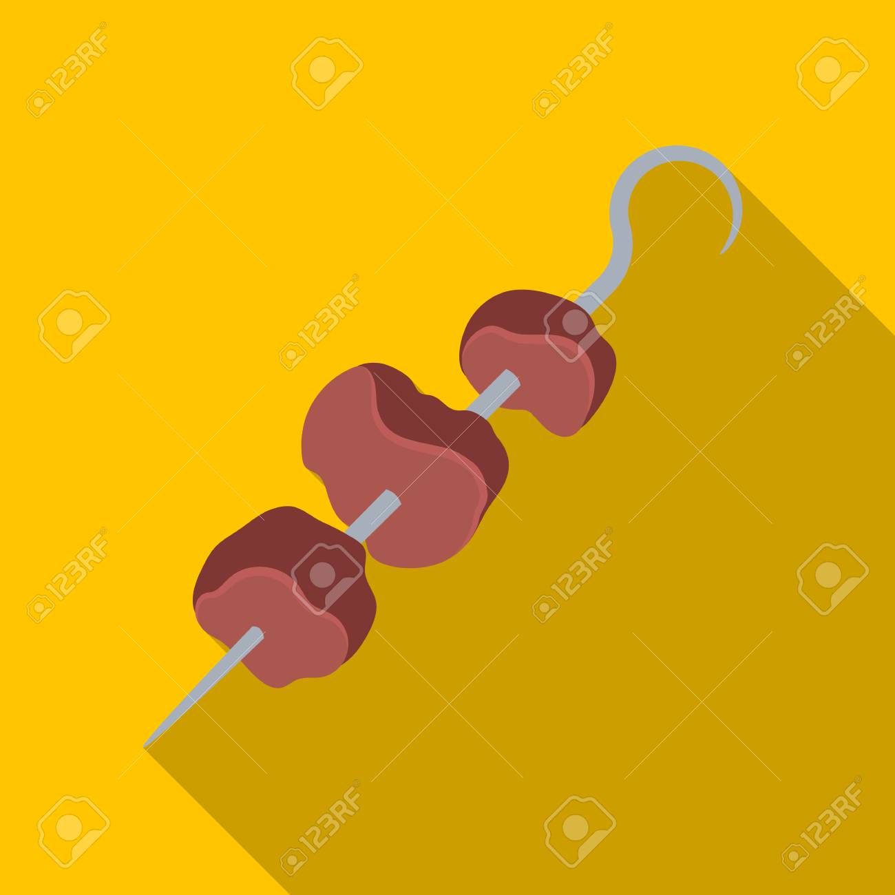 串に刺して 肉 バーベキュー単一フラット スタイル ベクトル シンボル ストック イラスト Web のアイコン のイラスト素材 ベクタ Image