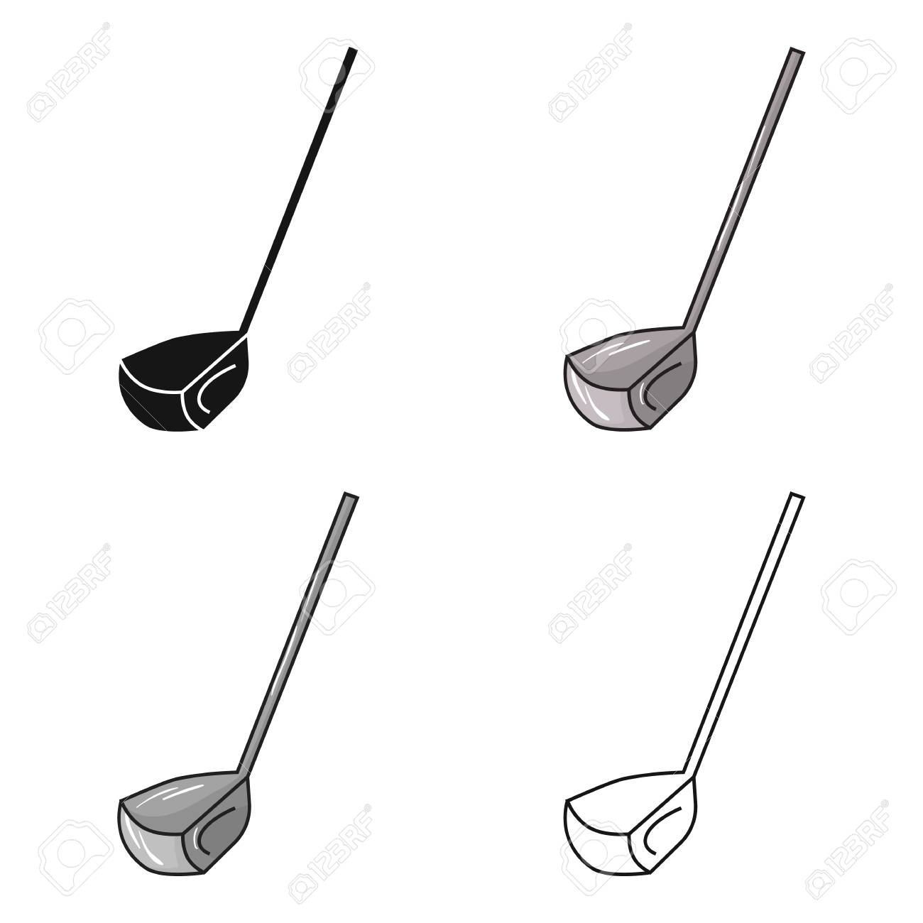 漫画のスタイルの白い背景で隔離のゴルフ クラブ アイコン ゴルフ クラブ シンボル ベクトル イラスト のイラスト素材 ベクタ Image