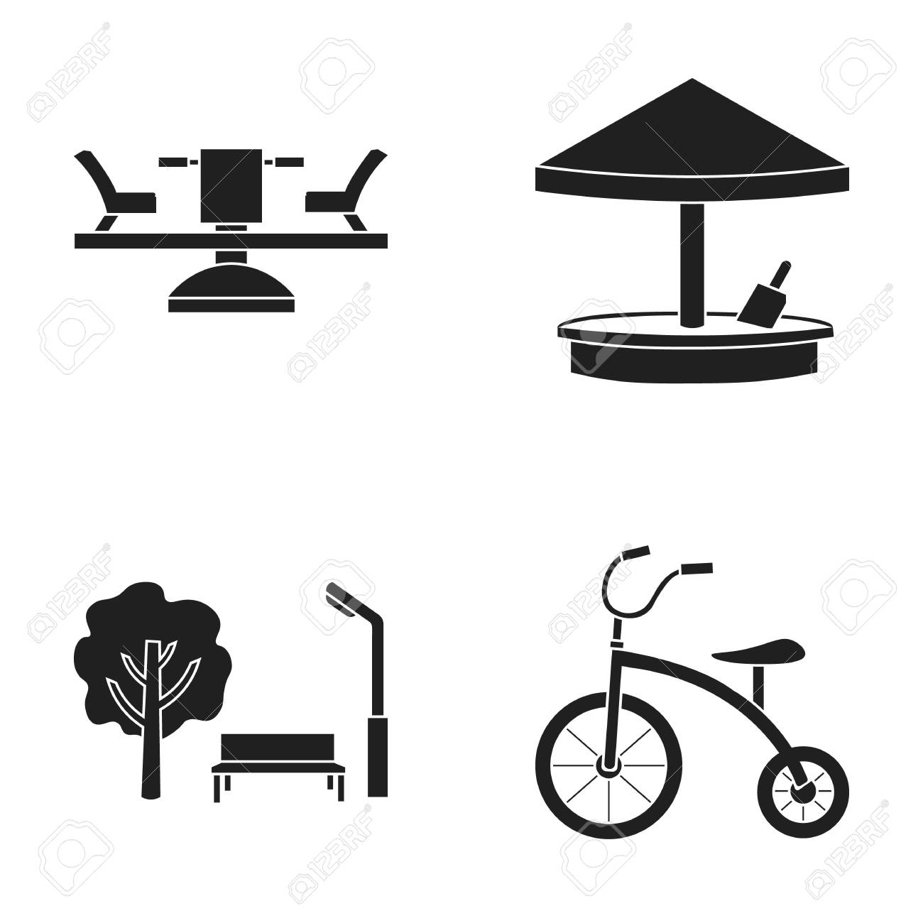 Carousel Sandbox Park Tricycle Playground Set Collection Icons In Black Style Vector Carousel Sandbox Park Tricycle Playground Set Collection Icons In Black Style Vector