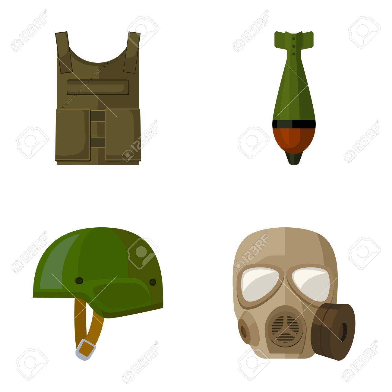 Kugelsichere Weste Mine Helm Gasmaske Militar Und Armee Stellten Sammlungsikonen Im Karikaturartvektorsymbolvorrat Illustrationsnetz Ein Lizenzfrei Nutzbare Vektorgrafiken Clip Arts Illustrationen Image 79041974