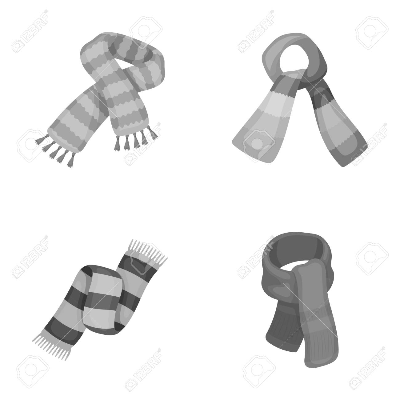 スカーフ マフラー ショールの様々 な種類 スカーフやショールは モノクロ スタイル ベクトル シンボル ストック イラスト Web コレクションのアイコンを設定します のイラスト素材 ベクタ Image