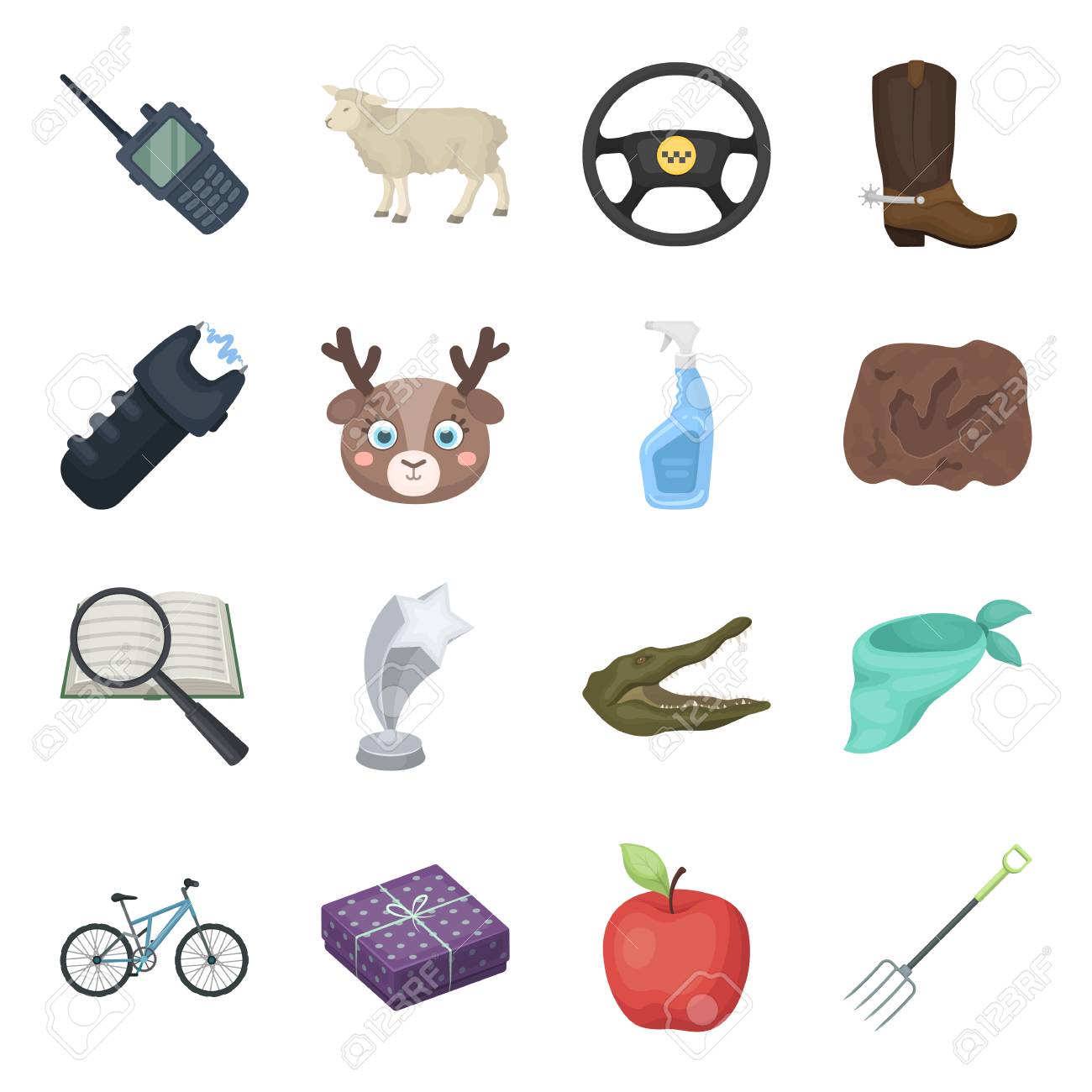 警察 動物 スポーツ 漫画のスタイルで他の Web アイコン クリーニング 探偵 ロデオ アイコン セットのコレクション のイラスト素材 ベクタ Image