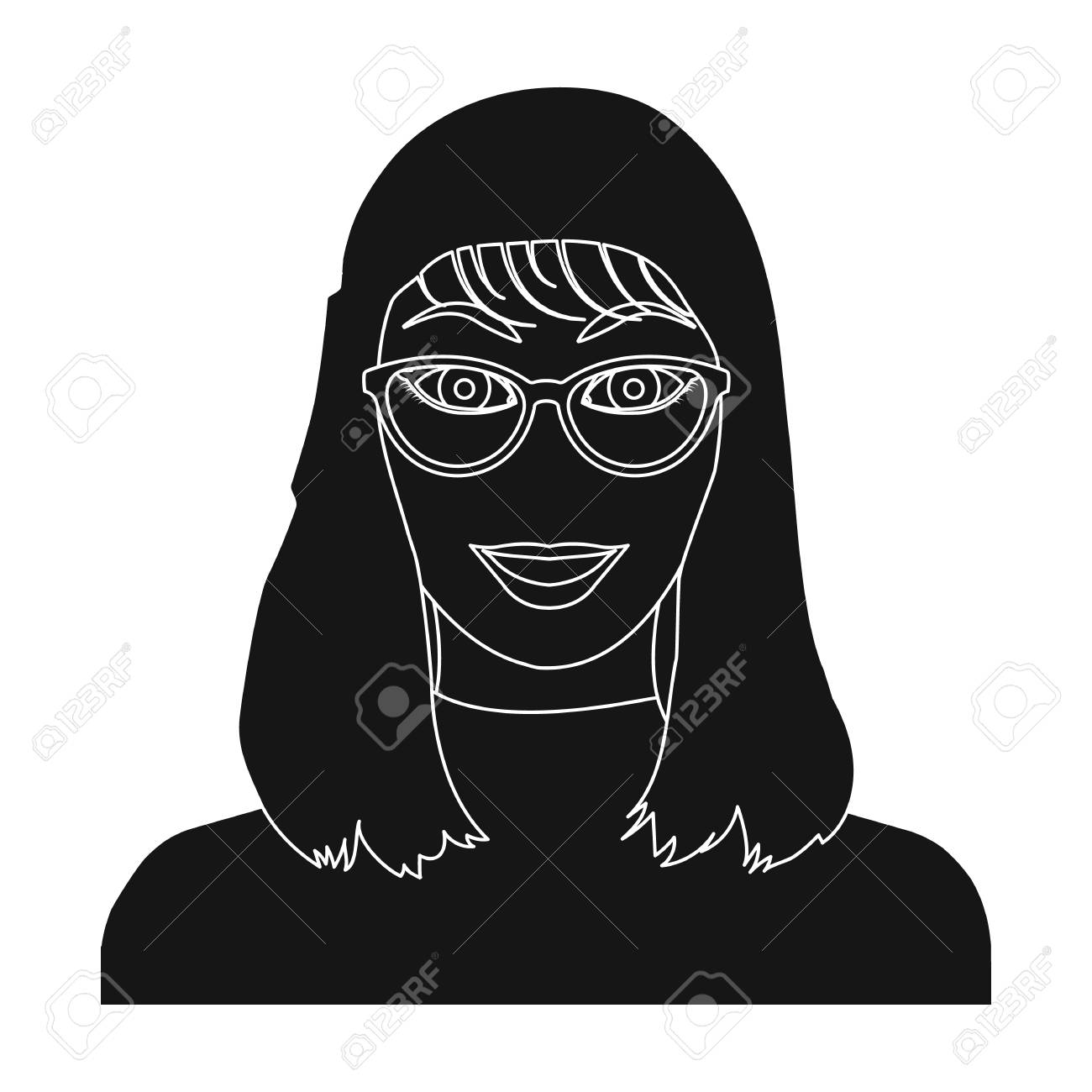 眼鏡をかけてる女の子の顔 黒スタイル ベクトル シンボル ストック イラスト Web での顔と外観の 1 つのアイコン のイラスト素材 ベクタ Image 眼鏡をかけてる女の子の顔 黒スタイル ベクトル シンボル ストック イラスト Web での顔と外観の 1 つのアイコン のイラスト素材 ベクタ Image
