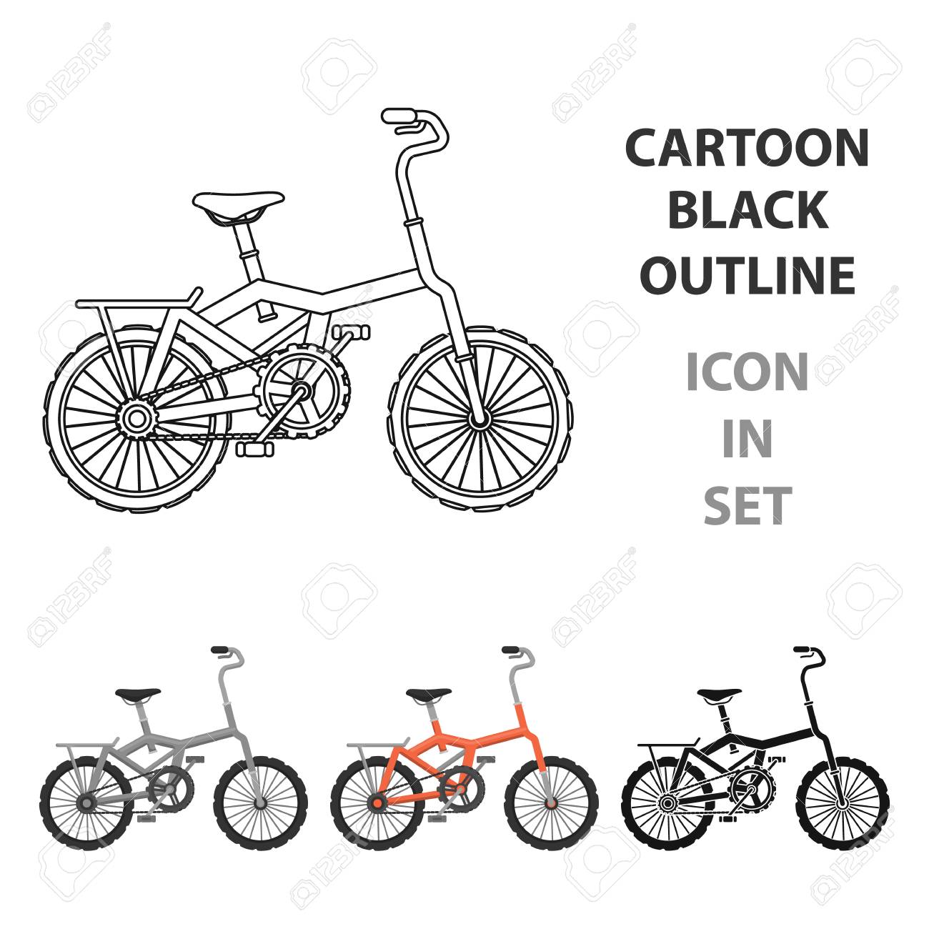 小さなオレンジ色の子供用自転車 子供と健康的なライフ スタイルのための自転車 漫画イラスト ベクトル シンボル ストック Web で別の自転車単一アイコン のイラスト素材 ベクタ Image