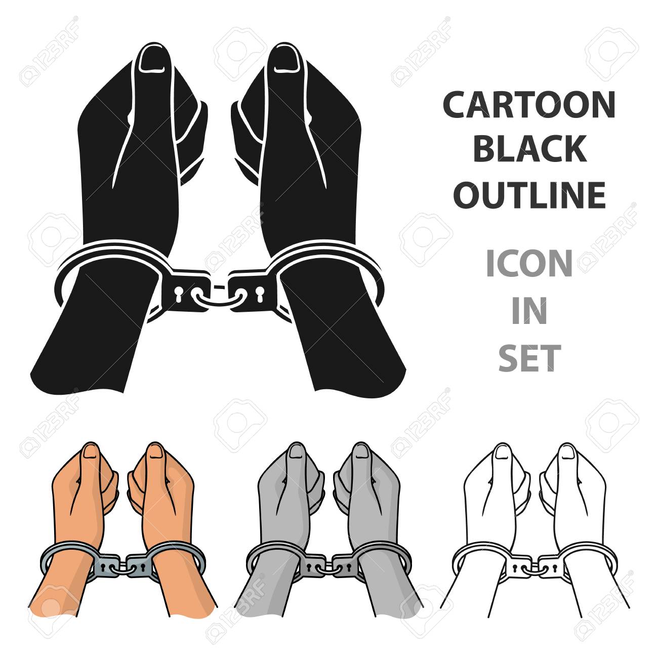 漫画のスタイルのアイコンを手錠で手のイラスト素材 ベクタ Image