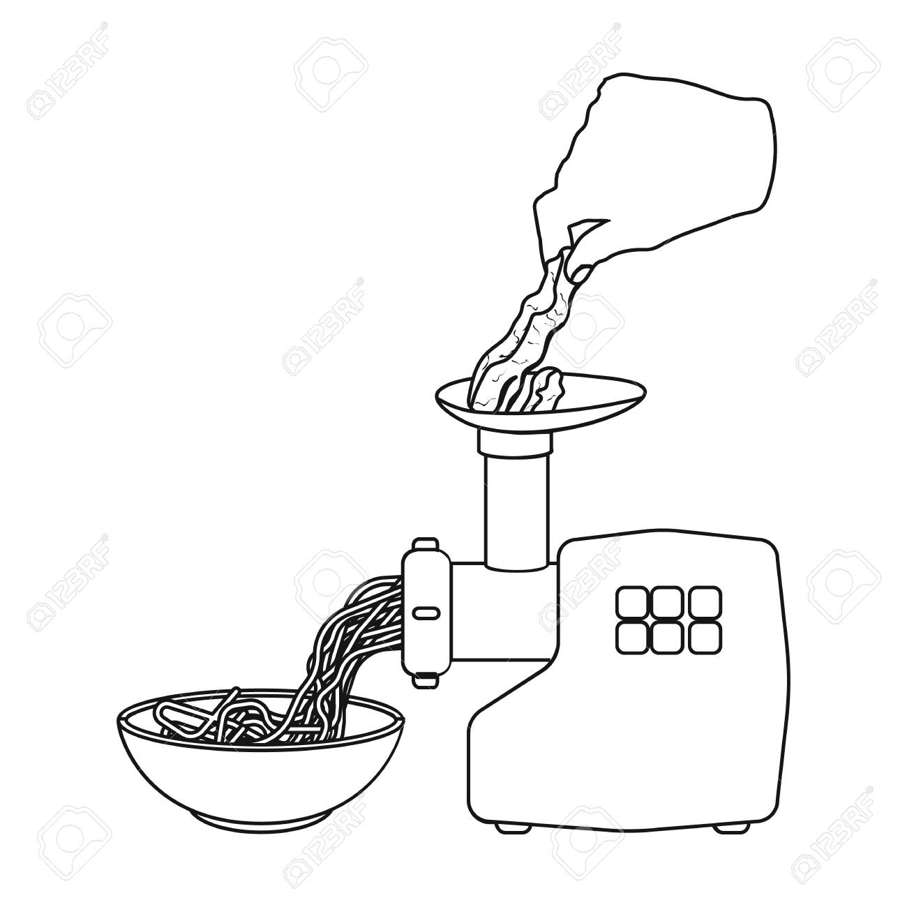 Meat Grinder Icon In Outline Style Illustration Royalty Free Cliparts Vectors And Stock Illustration Image 85685122