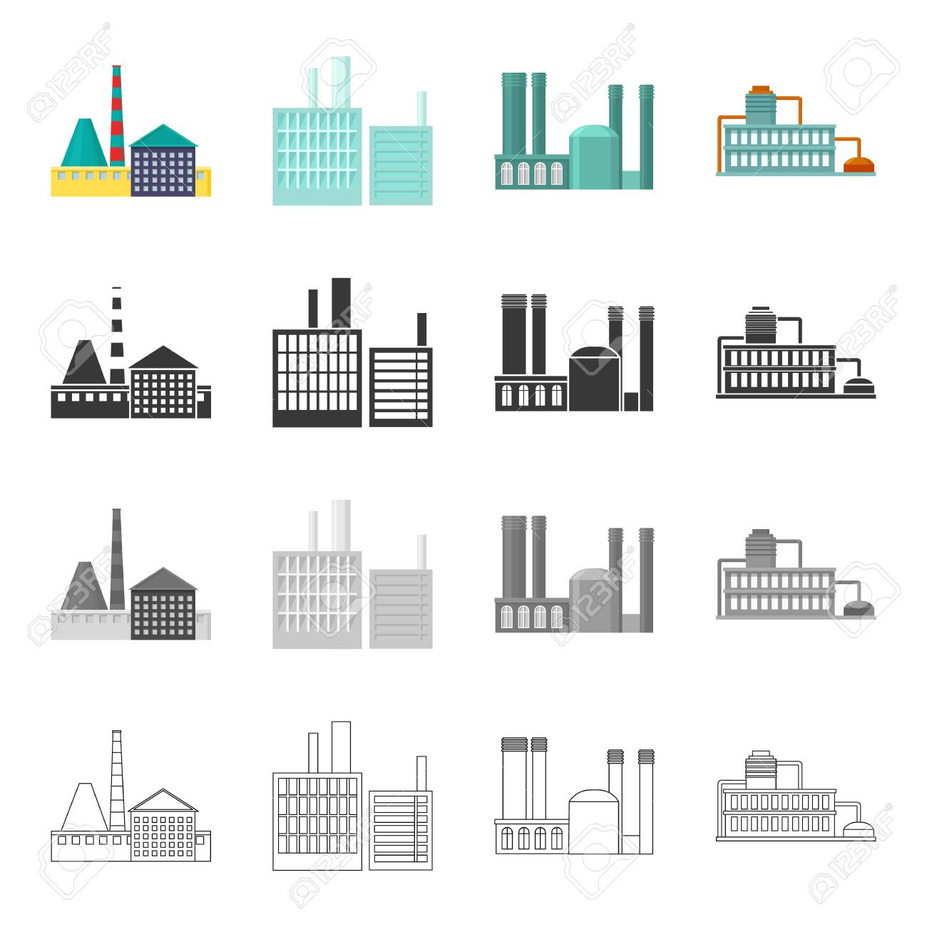 Processing Plant, Industrial Production Facilities. Plant And Factory Set  Collection Icons In Cartoon Black Monochrome Outline Style Vector Symbol  Stock Illustration Web. Royalty Free SVG, Cliparts, Vectors, and Stock  Illustration. Image 85781565., image size:1300x1300
