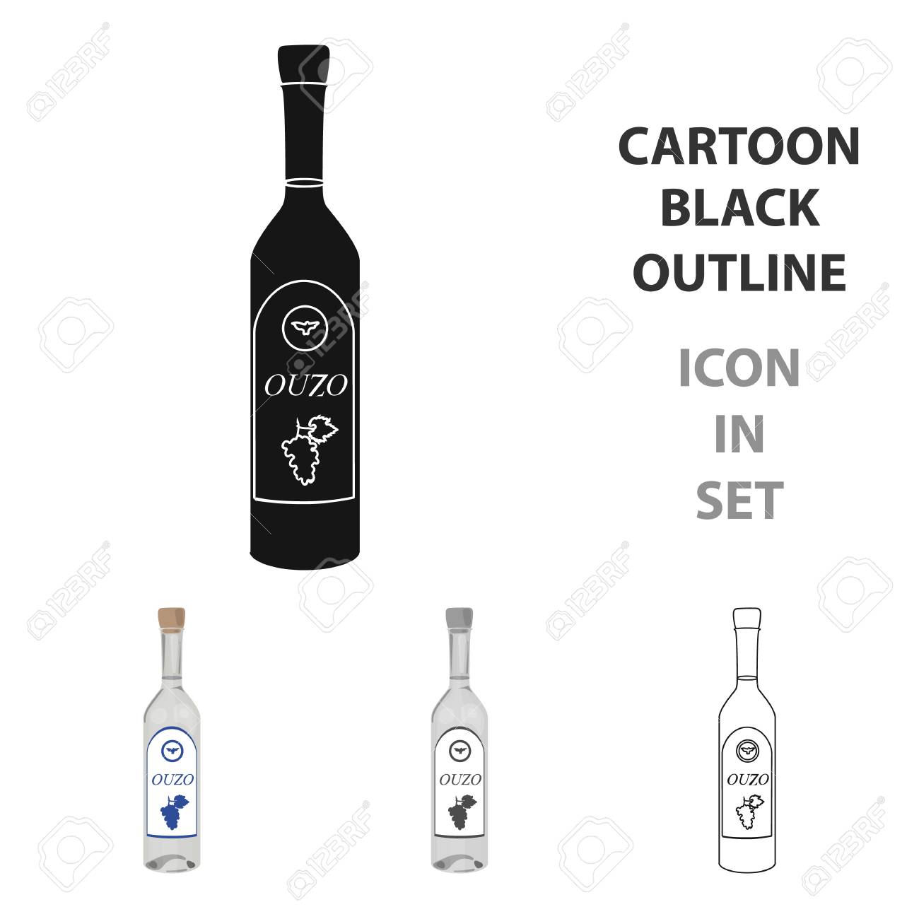 Bottle Of Ouzo Icon In Cartoon Style Isolated On White Background Greece Symbol Stock Vector Illustration Royalty Free Cliparts Vectors And Stock Illustration Image