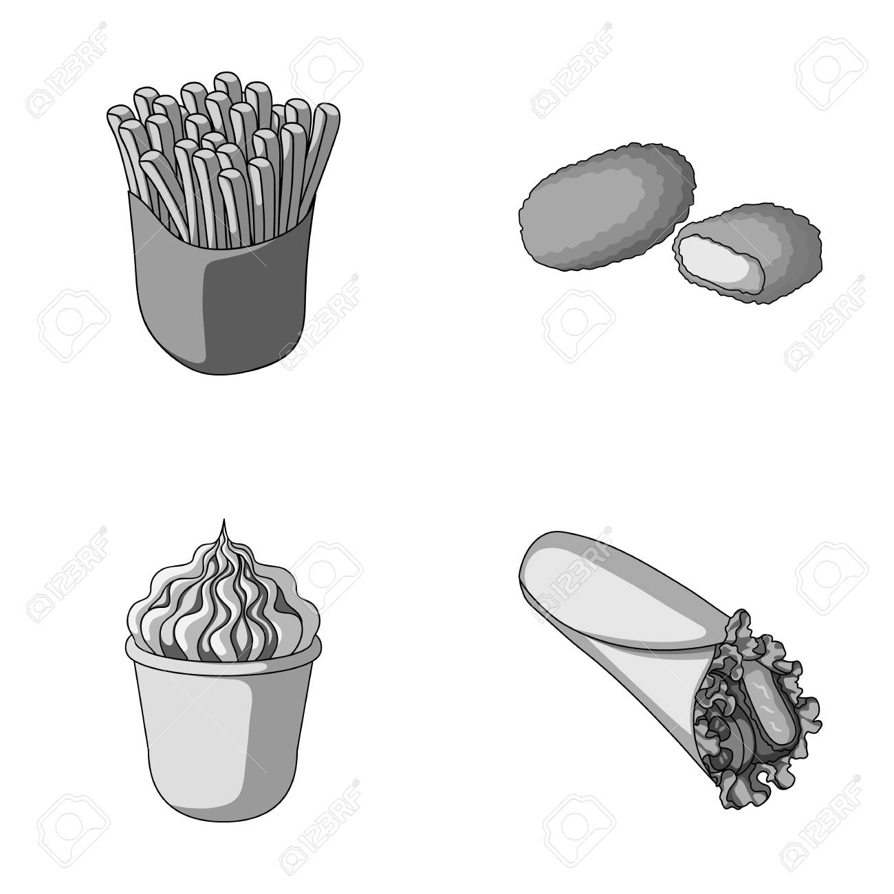 Food Refreshments Snacks And Other Web Icon In Monochrome Style Packaging Royalty Free Cliparts Vectors And Stock Illustration Image 88168319