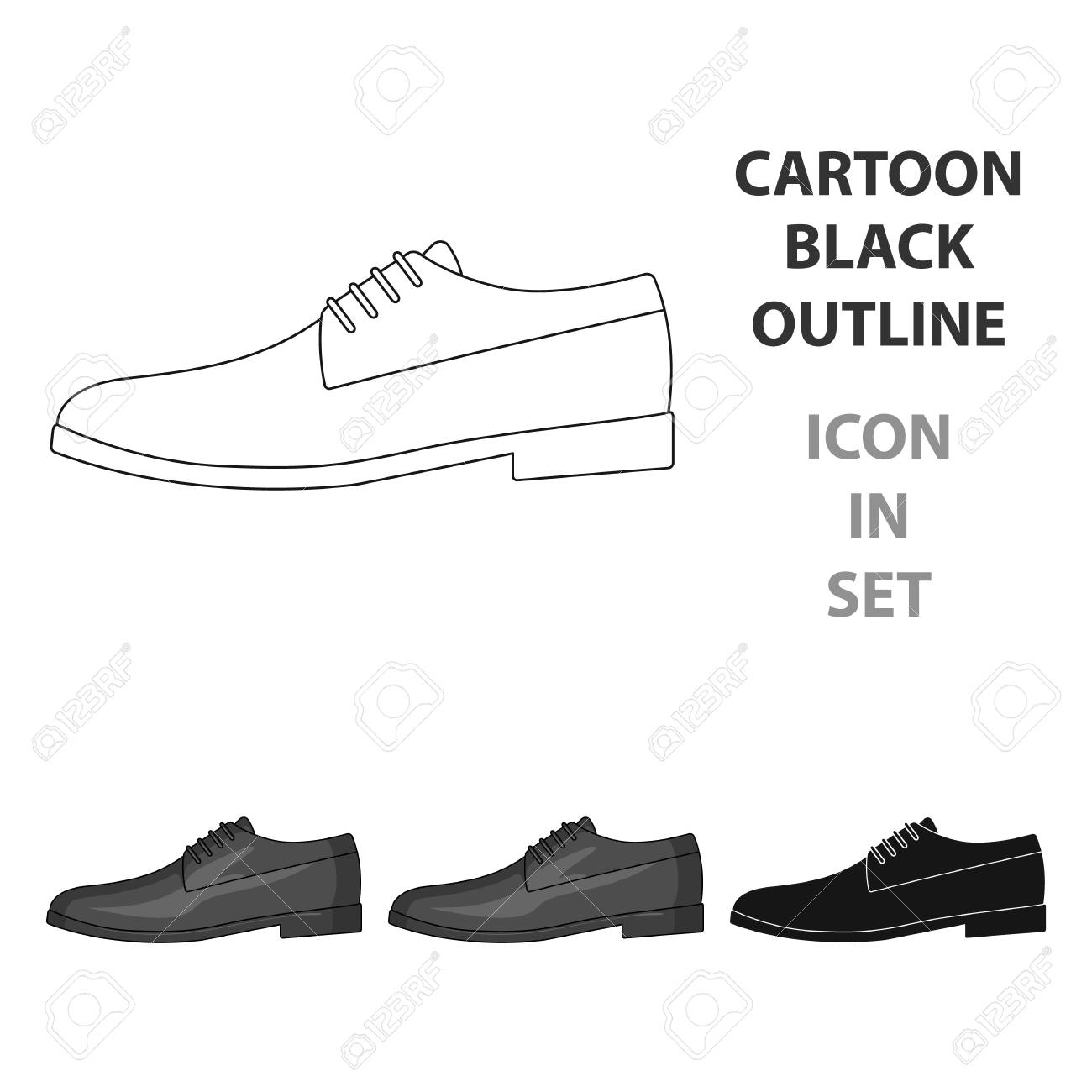 メンズはひもで光沢のある靴を革 スーツで着る靴 漫画のスタイルベクターシンボルの異なる靴の単一のアイコンストックイラスト のイラスト素材 ベクタ Image
