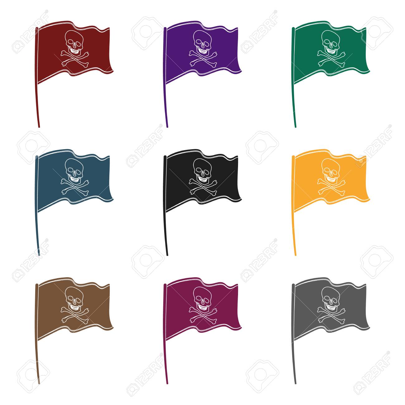 白の背景に分離された黒のスタイルの海賊旗アイコン パイレーツシンボルストックベクトルイラスト のイラスト素材 ベクタ Image