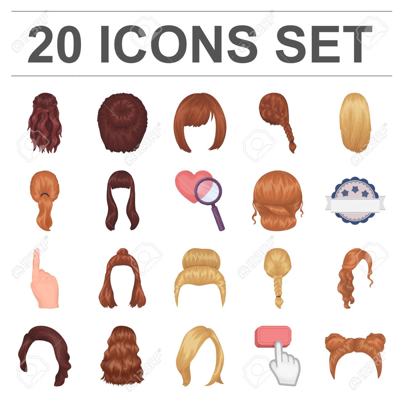 女性の髪型漫画のアイコン のイラスト素材 ベクタ Image